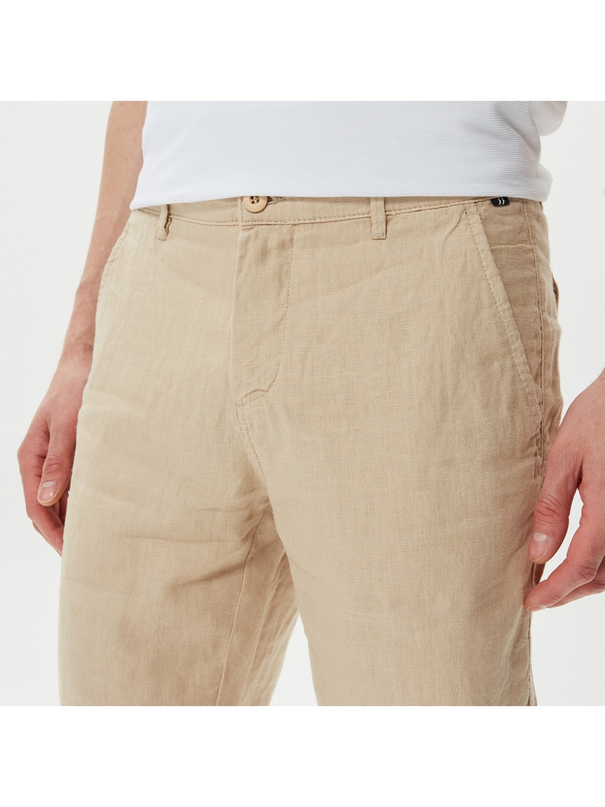 Nautica Erkek Krem Keten Bermuda B35214T.12X - Görsel 4
