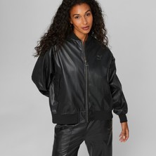 Puma Kadın Puma Black-Dark Shadow Cat Puma T7 Faux Leather Bomber Siyah Kadın Bomber Suni Deri Ceket