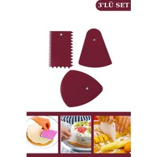 Silicolife Hamur Matı 40x50cm + Flosoft 3'Lü Kazıyıcı Kesici + Un Şeker Eleği, 3’Lü Kek Pasta Set