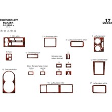 meriç cockpit design Meriç® Chevrolet Blazer Ön Torpido Kaplama Maun 17 Parça 1995-2003