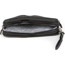 Nemo Bags Siyah Cüzdan Suya Dayanıklı Klinkır 3 Gözlü Bilekli Ön Fermuarlı