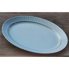 göksanmutfak Kütahya Salata Kayık Tabağı Altın Yaldızlı Orta