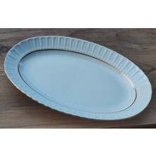 göksanmutfak Kütahya Salata Kayık Tabağı Altın Yaldızlı Küçük