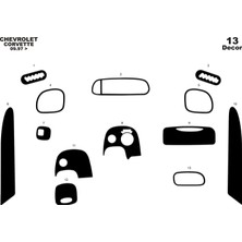 meriç cockpit design Meriç® Chevrolet Corvette Ön Torpido Kaplama Maun 13 Parça 1997-2005