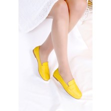 Melen Shoes Ophelia Sarı Hakiki Deri Kadın Babet Ayakkabı