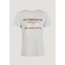 Kübra tekstil Kısa Kollu Baskılı  Gri T-Shirt KT01922
