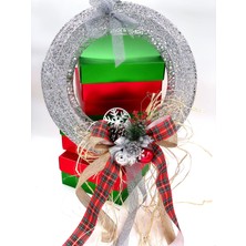 Queen Aksesuar Yılbaşı Christmas Özel Metal Ultra Lüks Dev Boy Simli Kapı Duvar Dekorasyon Süsü Çelenk Gümüş