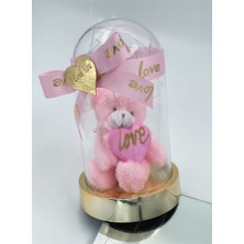 Queen Aksesuar Anneler  Günü Özel Sevgililer Günü Işıklı Fanuslu Teraryum Ayıcık  Kalpli Love Pembe