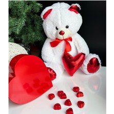 Queen Aksesuar Sevgililer Günü Özel Lüks Peluş Oyuncak Ayıcık Kırmızı Kalp Kutu Çikolata Hediye Seti