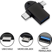 Temiz Pazar Micro USB Type-C 3 In 1 Dönüştürücü Çevirici Adaptör Otg