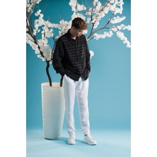 Akçaylar Oversize Desenli Pamuklu Uzun Kol Erkek Yazlık Gömlek