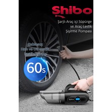 Shibo Şarjlı Kablosuz Araç Içi Süpürge & Araç Lastik Şişirme Pompası Hava Kompresörü Dijital Ekran