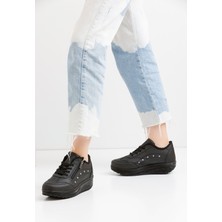 Devida Kadın Siyah Spor Ayakkabı 6 Cm Yüksek Rahat Taban Sneaker X300