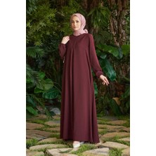 Neways 6482-BERLIN  A Pileli Elbise Bordo