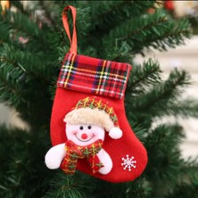 Queen Aksesuar Yeni Yıl Yılbaşı Özel Peluş Kardan Adam Küçük Kese Çorap Hediye Snowman Kılıf Dekorasyon Çam Süs