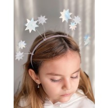 Queen Aksesuar Parlak Hologramlı Simli Telli Yıldızlı Hareket Eden Taç Doğum Günü Tacı Çocuk Gümüş Gri