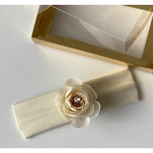 Queen Aksesuar Krem  Taşlı Kristal Şeffaf Yapay Çiçekli Bebek Saç Bantları