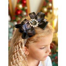 Queen Aksesuar Christmas Tasarım Yılbaşı Simli Kristal Taş Broşlu Fiyonk Saten Taç Kutulu Yetişkin Çocuk Tacı