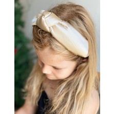 Queen Aksesuar Yeni Trend Süngerli Düğümlü Açık Gold Altın Saten Taç Kadın Çocuk Tacı