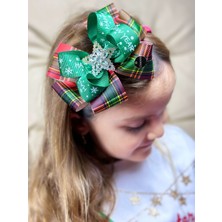 Queen Aksesuar Yeni Yıl Yılbaşı Lüks Kristal Taşlı Kar Tanesi Yıldız Broşlu Ekose Fiyonklu Geyikli Taç Kadın Çocuk