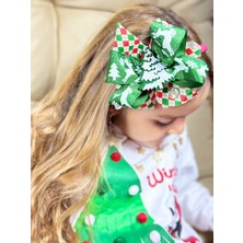 Queen Aksesuar Yeni Yıl Yılbaşı Lüks Simli Geyik Çam Ağacı Süs Ekose Fiyonklu Taç Kadın Çocuk Tacı