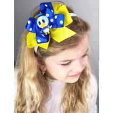 Queen Aksesuar Özel Lüks Tasarım Disney Ördek Donald Duck Fiyonklu Puantiyeli Saten Taç Çocuk Tacı