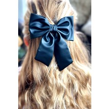 Queen Aksesuar Lüks Deri Büyük Deri Sarkıt Kuyruklu Fiyonk Paris Çelik Otomatik Metal Klips Kararmaz Siyah Toka