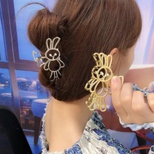 Queen Aksesuar Trend Moda Büyük Gold Altın Metal Çelik Tavşan Incili Toka Mandal Klipsli Kadın Çocuk Tokası
