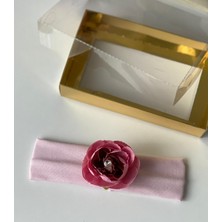 Queen Aksesuar Pembe Taşlı Kristal Şeffaf Yapay Çiçekli Bebek Saç Bantları
