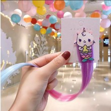 Queen Aksesuar Denizkızı Unicorn Simli Pensli Çocuk Takma Saç Postiş Toka