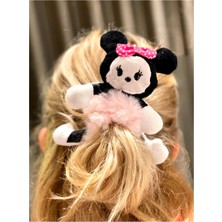Queen Aksesuar Pofuduk Tüylü Peluş Minnie Mouse Oyuncak Lastik Toka Yetişkin Çocuk Tokası Pembe