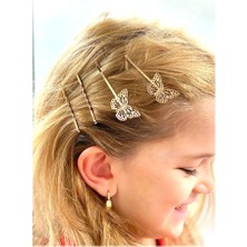 Queen Aksesuar Metal Kelebek 4lü Yan Tel Toka Seti Çocuk Yetişkin Tokası Gold Altın