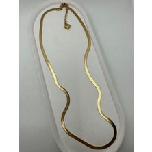 Mona Jewelry Kararmaz Çelik Yassı Italyan Zincir Kolye Gold Renk 50 cm