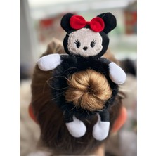 Queen Aksesuar Sevimli Büyük 3D Boyutlu Oyuncak Peluş Tüylü Büyük Minnie Mouse Fare Toka Lastikli Kadın Çocuk Siyah
