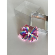 Queen Aksesuar Açık Pembe Unicornlu Gökkuşağı  Kız Çocuk Bebek  Doğum Günü Hediye  Klipsli Toka