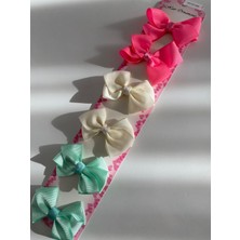 Queen Aksesuar Neon Pembe Krem Su Yeşili Mini  Kız Çocuk Bebek  Doğum Günü Hediye  Pensli  Toka Seti