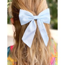 Queen Aksesuar Moda Trend Organze Parlak Kuyruk Fiyonklu Metal Klipsli Toka Buz Mavisi