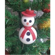 Queen Aksesuar Yılbaşı Sevimli Simli Kardan Adam Süslü Çam Ağacı Dekorasyon Süs Topu