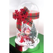 Queen Aksesuar Yılbaşı Christmas Lüks Noel Baba Kar Küresi Çam Ağaç Geyik Dekorasyon Hediyelik Gümüş Gri Kırmızı