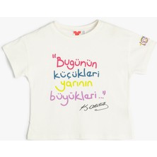 Koton Tişört Atatürk İmza Baskılı Kısa Kollu Pamuklu 100. Yıla Özel