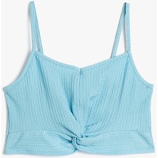 Crop Üst Ince Askılı Dar Kalıp Dokulu