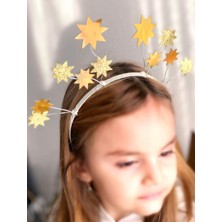 Queen Aksesuar Parlak Hologramlı Simli Telli Yıldızlı Hareket Eden Taç Doğum Günü Tacı Çocuk Gold Altın