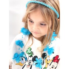 Queen Aksesuar Tasarım Lüks Kristal Taşlı Mavi Incli Sarkıt Çiçekli Metal Taç Yetişkin Çocuk Tacı Nedime Kına Nişan