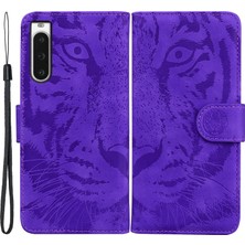 Xshop Sony Xperia Için Cüzdan Telefon 10 V Tiger Deseni Baskılı Stand Pu Deri Folio Flip Cover Kılıfı (Yurt Dışından)