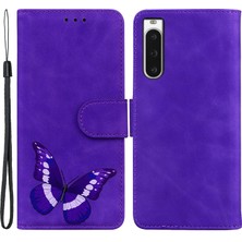 Xshop Sony Xperia 10 V Kelebek Baskı Pu Deri Cüzdan Kılıfı (Yurt Dışından)