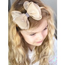 Queen Aksesuar Parlak Organze Büyük Taşlı Fiyonk Taç Kadın Çocuk Tacı Gold