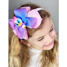 Queen Aksesuar Özel Lüks Tasarım Disney Ördek Daisy Fiyonklu Gökkuşağı Saten Taç Çocuk Tacı