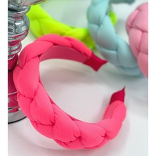 Queen Aksesuar Yeni Yaz Modası Neon Pembe Geniş Örgü Taç Kadın Çocuk Tacı