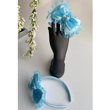 Queen Aksesuar Mavi Güpürlü Saten Fiyonk Anne Lohusa Tacı Taç