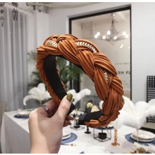Queen Aksesuar Yeni Sezon Moda Örgü Metal Zincirli Lüks Taç Camel Parlak